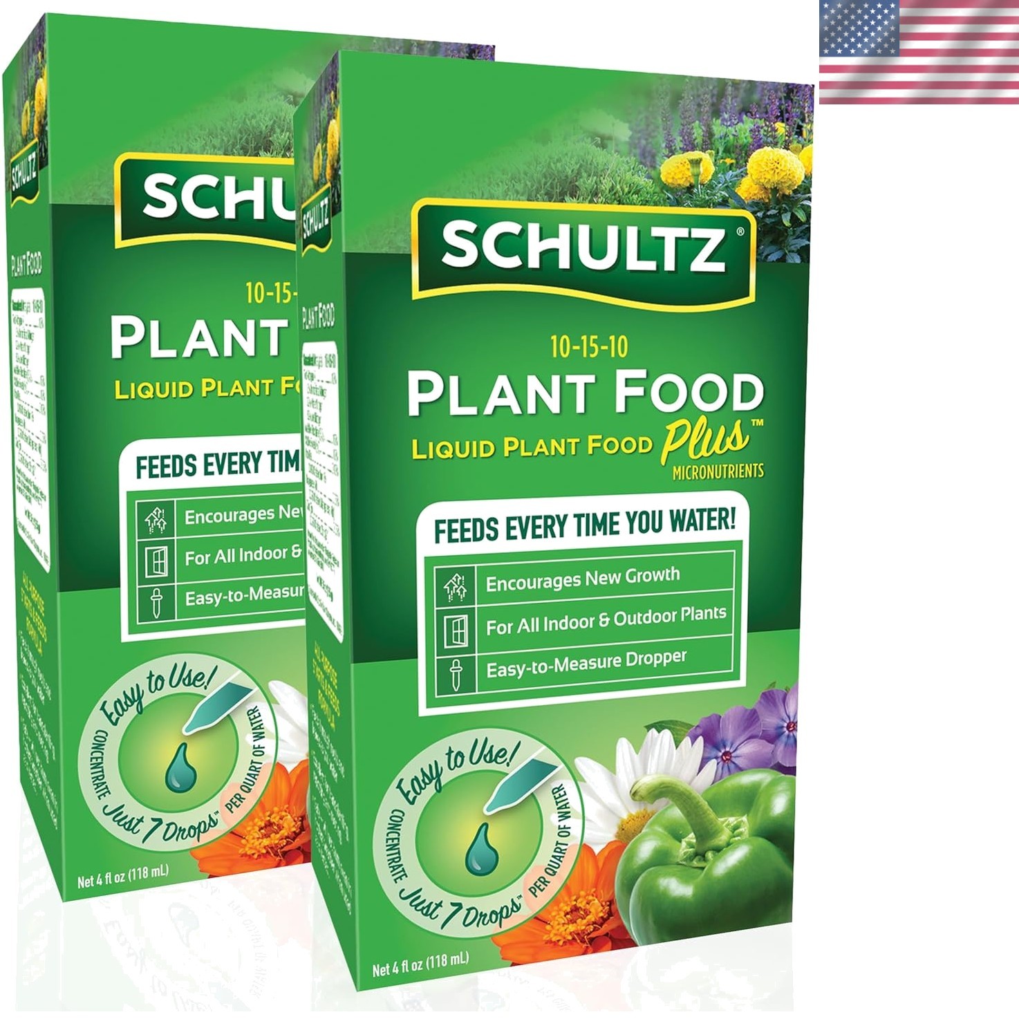 All Purpose 10-15-10 Plant Food Plus, 4-Ounce Liquid [2-Pack] for Lush Growth