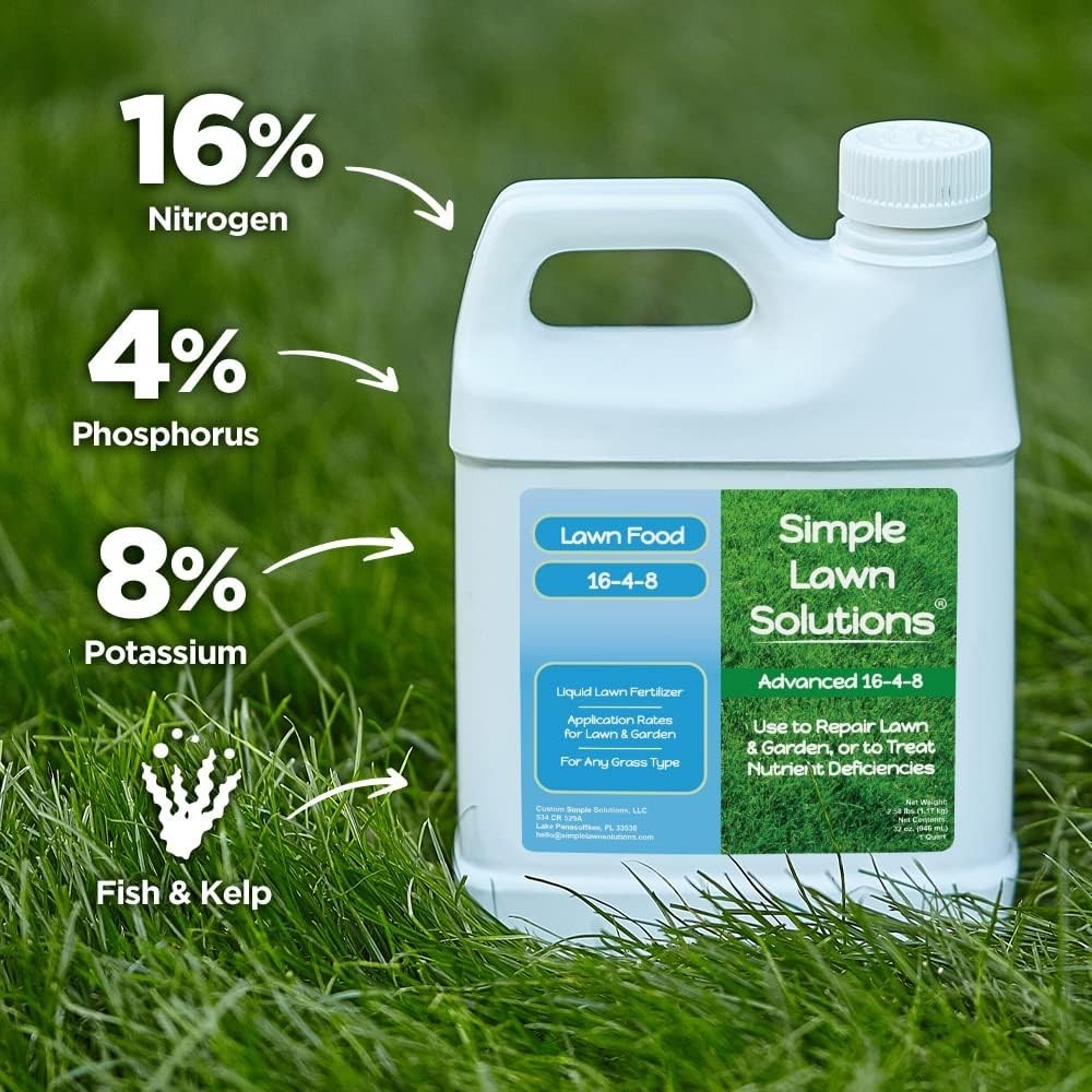 Advanced 16-4-8 Lawn Fertilizer – Liquid Lawn Food Spring & Summer Concentrat…