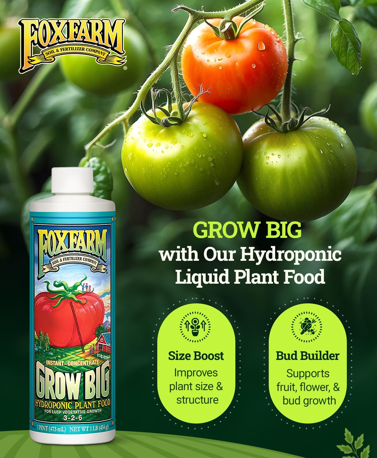 Grow Big Hydro Houseplant Fertilizer 1 Pint Nutrient Rich For Vegetative Growth