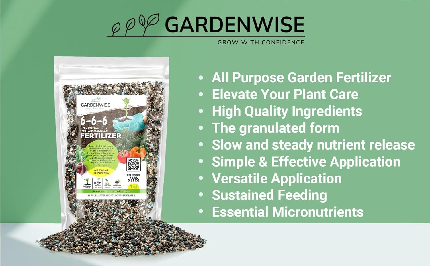 6-6-6 All Purpose Fertilizer | Professional Balanced Plant Food Indoor/Outdoor