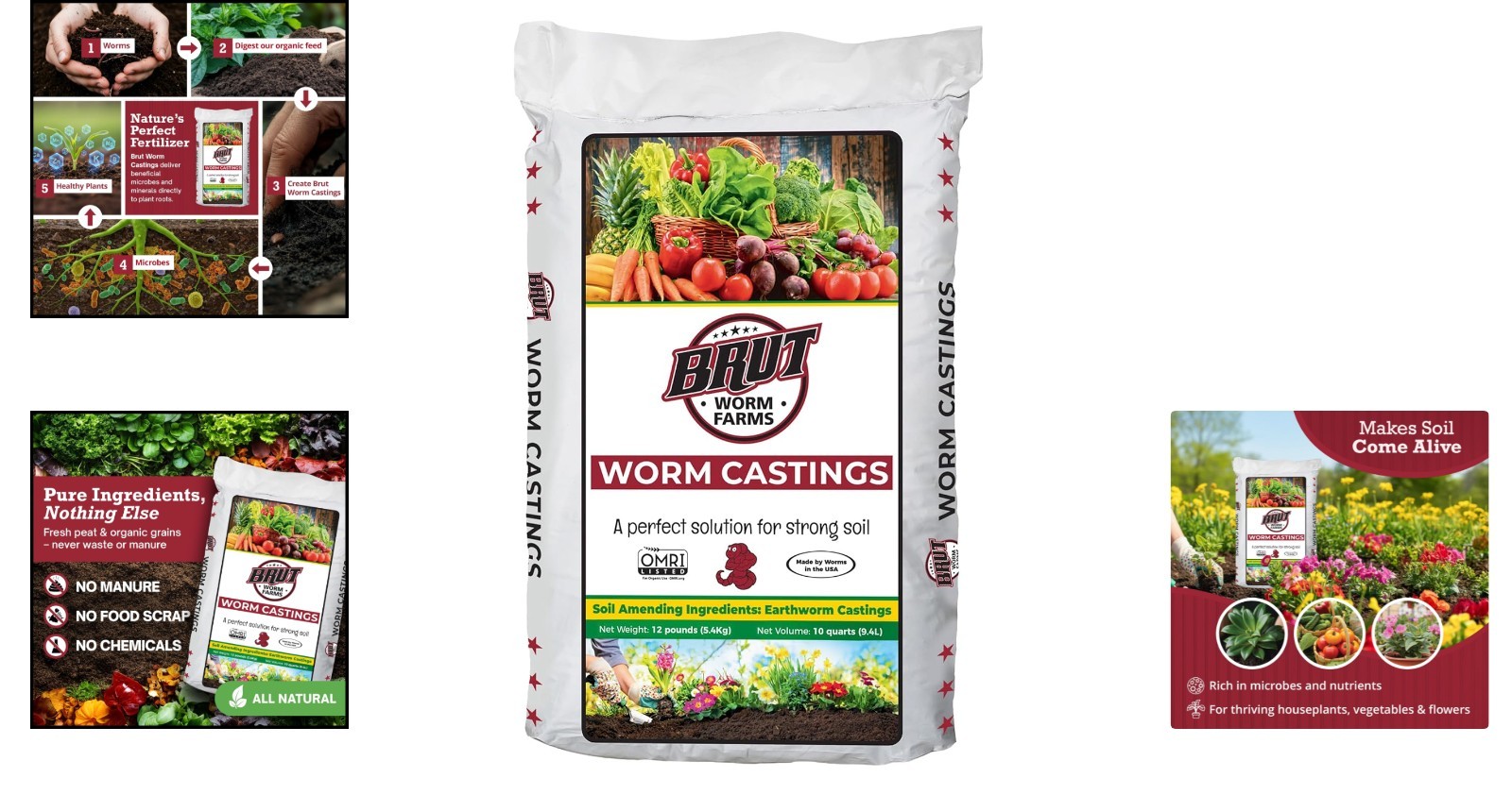 12 lb Organic Worm Castings for Soil Fertility Outdoor and Indoor Plants
