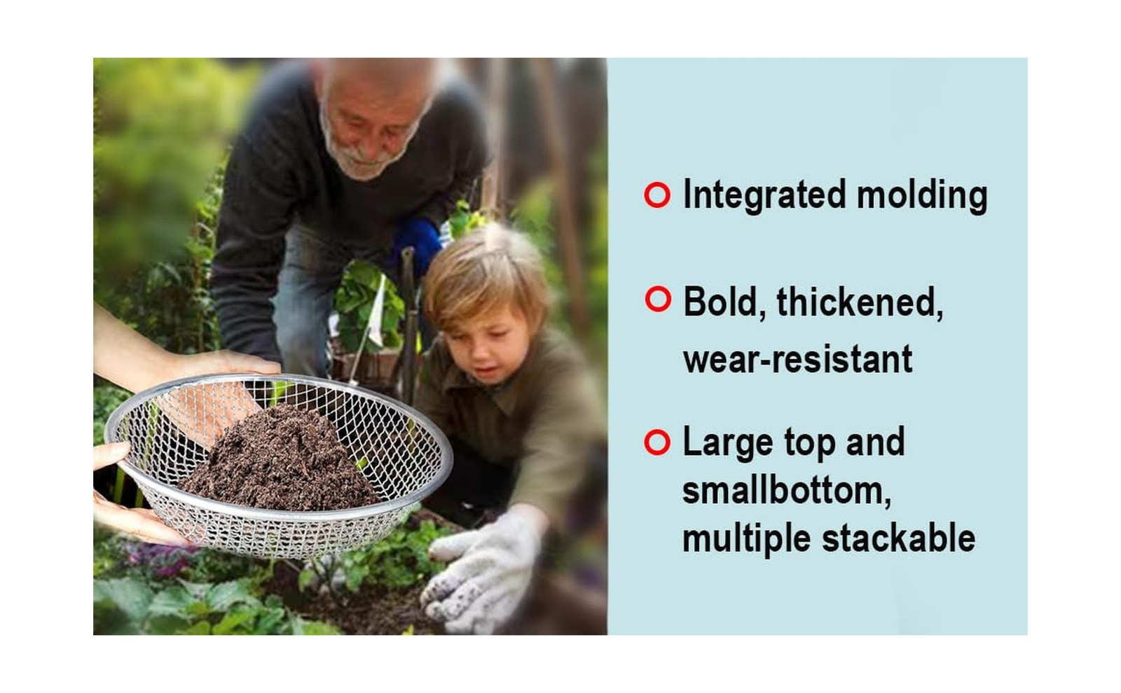 3PCS Soil Sifter for Gardening, Rock Sifter for 5 Gallon Bucket,Compost Sifte…