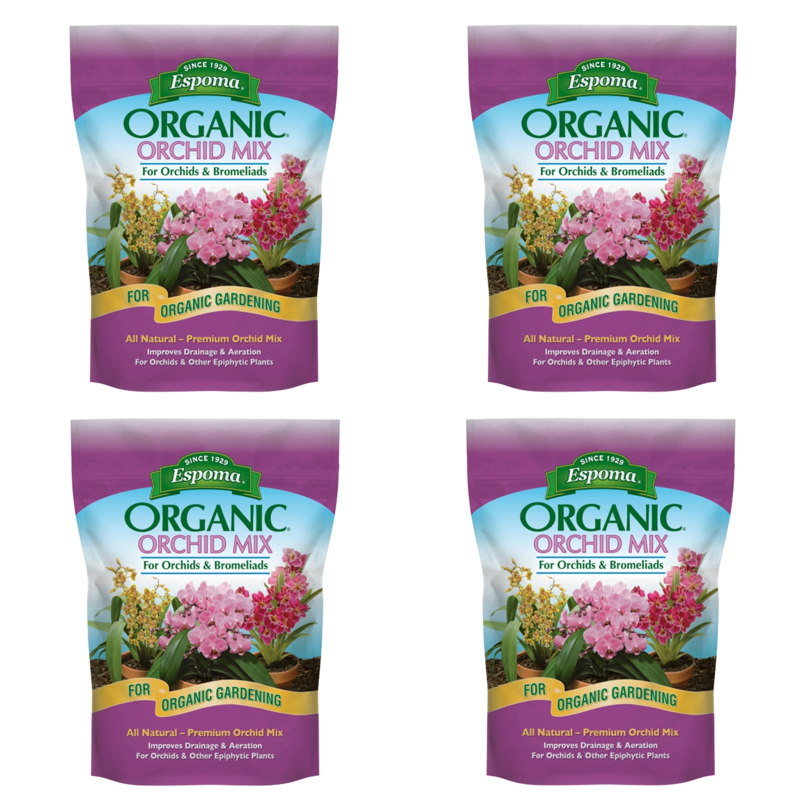 Espoma (#OR4) Organic Orchid Potting Mix, 4 Quart Bag, 4 Pack