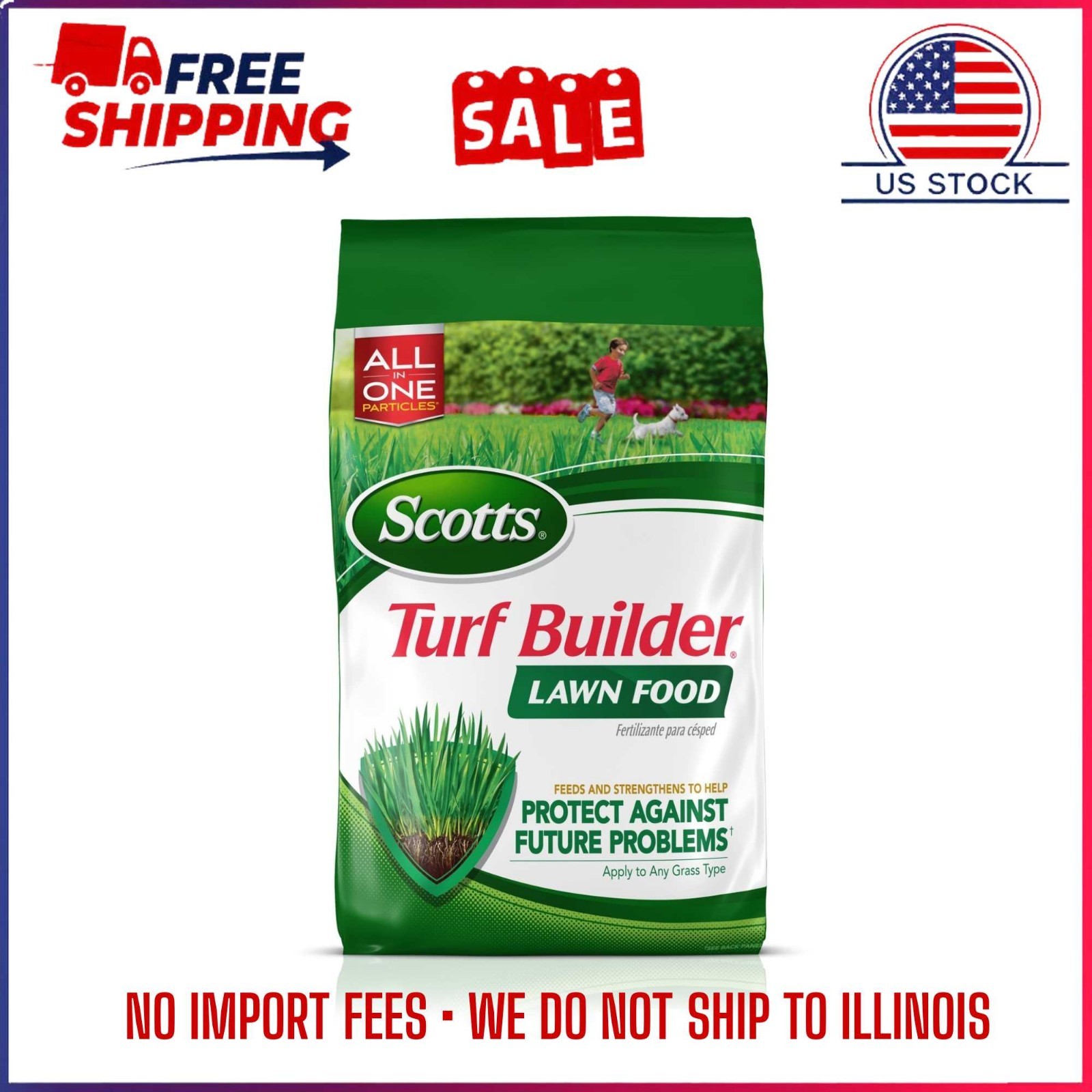 HOT SALE Scotts Turf Builder Lawn Fertilizer, 15,000 sq. ft., 37.50 lbs,US STOCK