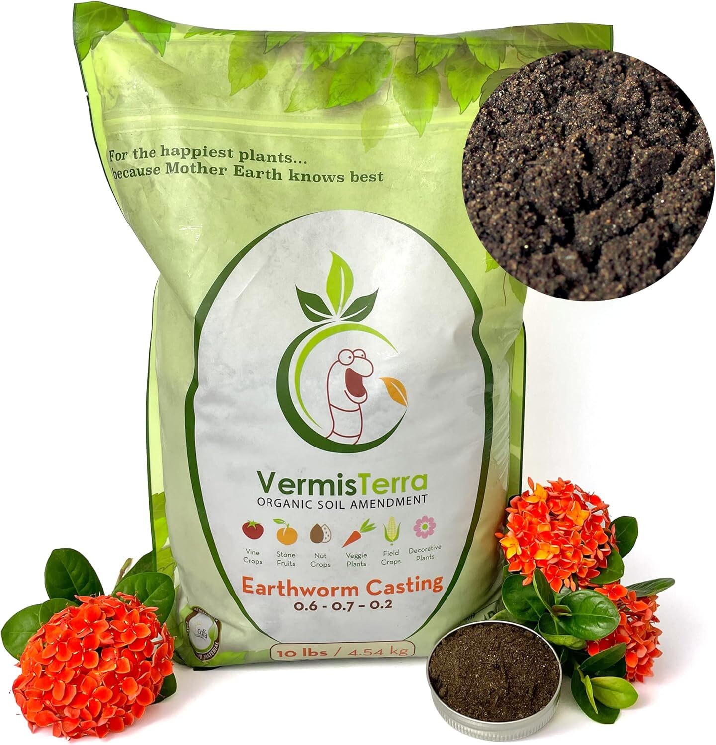 10 Pound Organic Earthworm Castings Soil Enhancer For Healthy Plant Growth