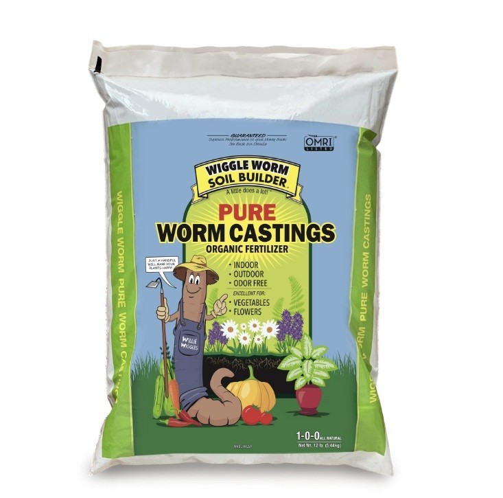 Wiggle Worm Pure Organic Worm Castings All-Natural Fertilizer (12 lbs) bag