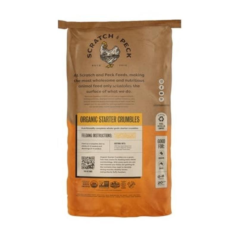 Organic Chicken Duck Feed Starter Crumbles 25lbs 20.5% Protein Whole Grains New