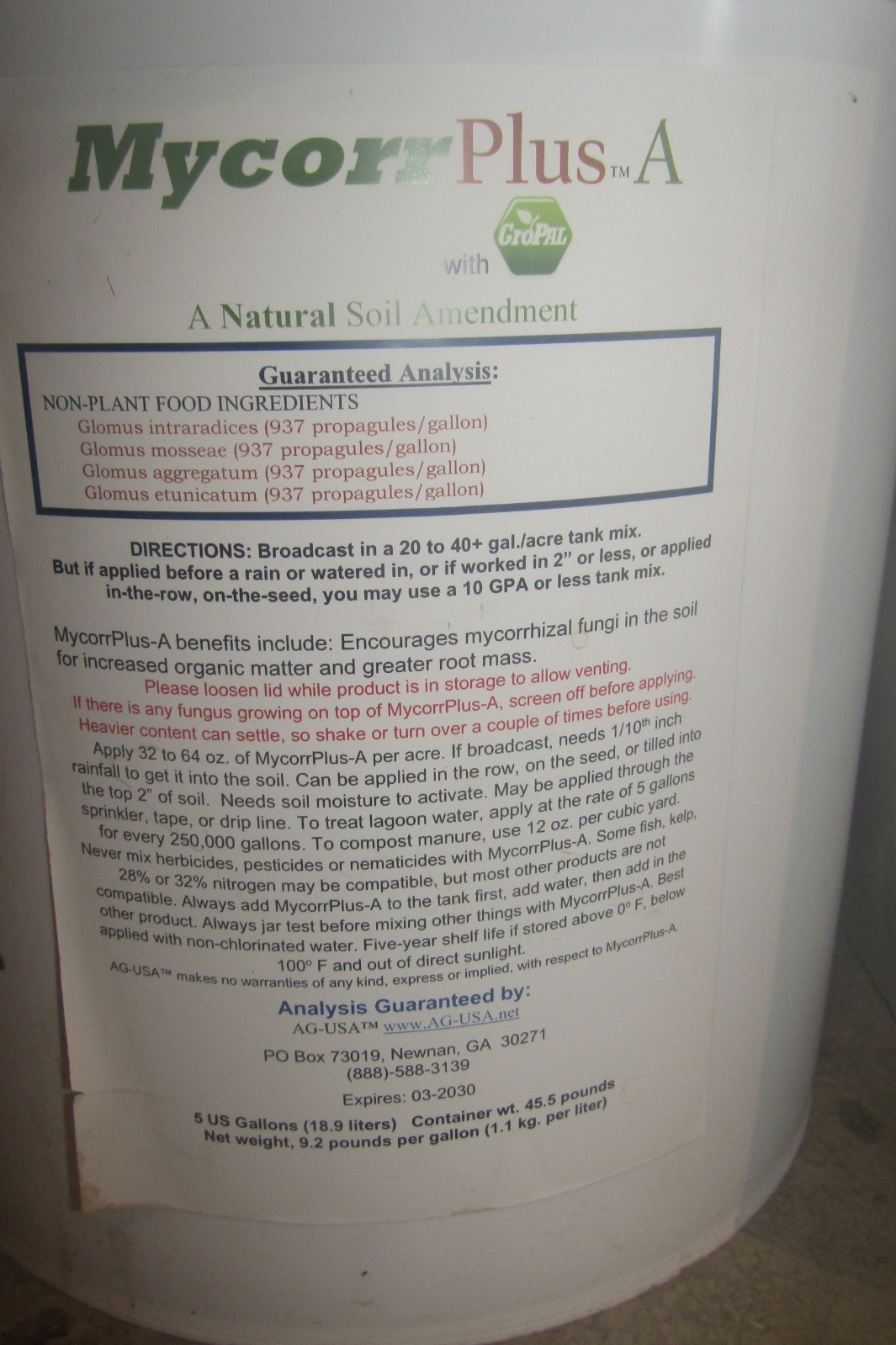 Mycorrhizal Fungi enhanced fertilizer, builds top soil, breaks compaction,
