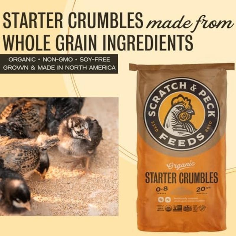Organic Chicken Duck Feed Starter Crumbles 25lbs 20.5% Protein Whole Grains New