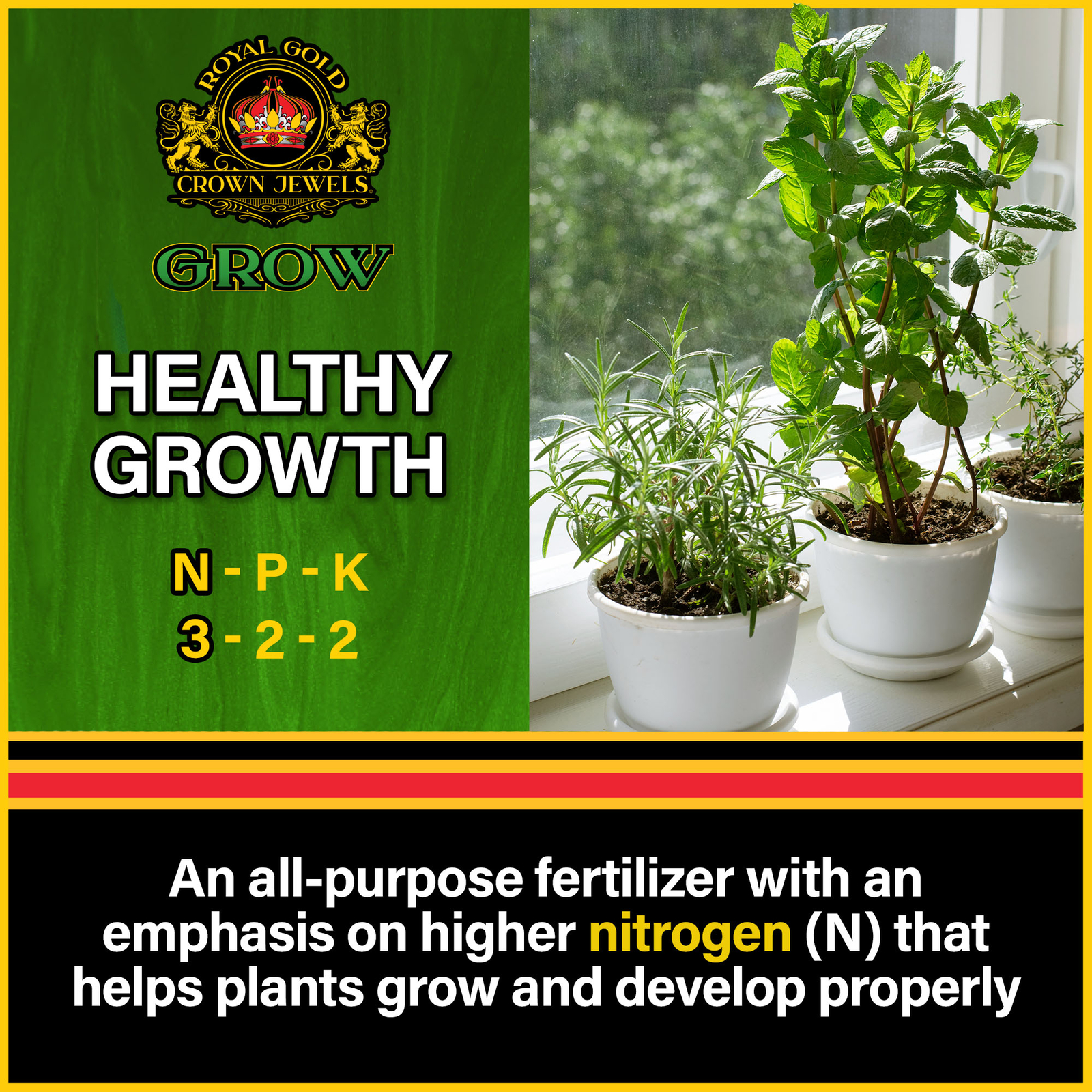 Royal Gold Crown Jewels Organic Grow 3-2-2 Dry Soluble Fertilizer, 1 lb