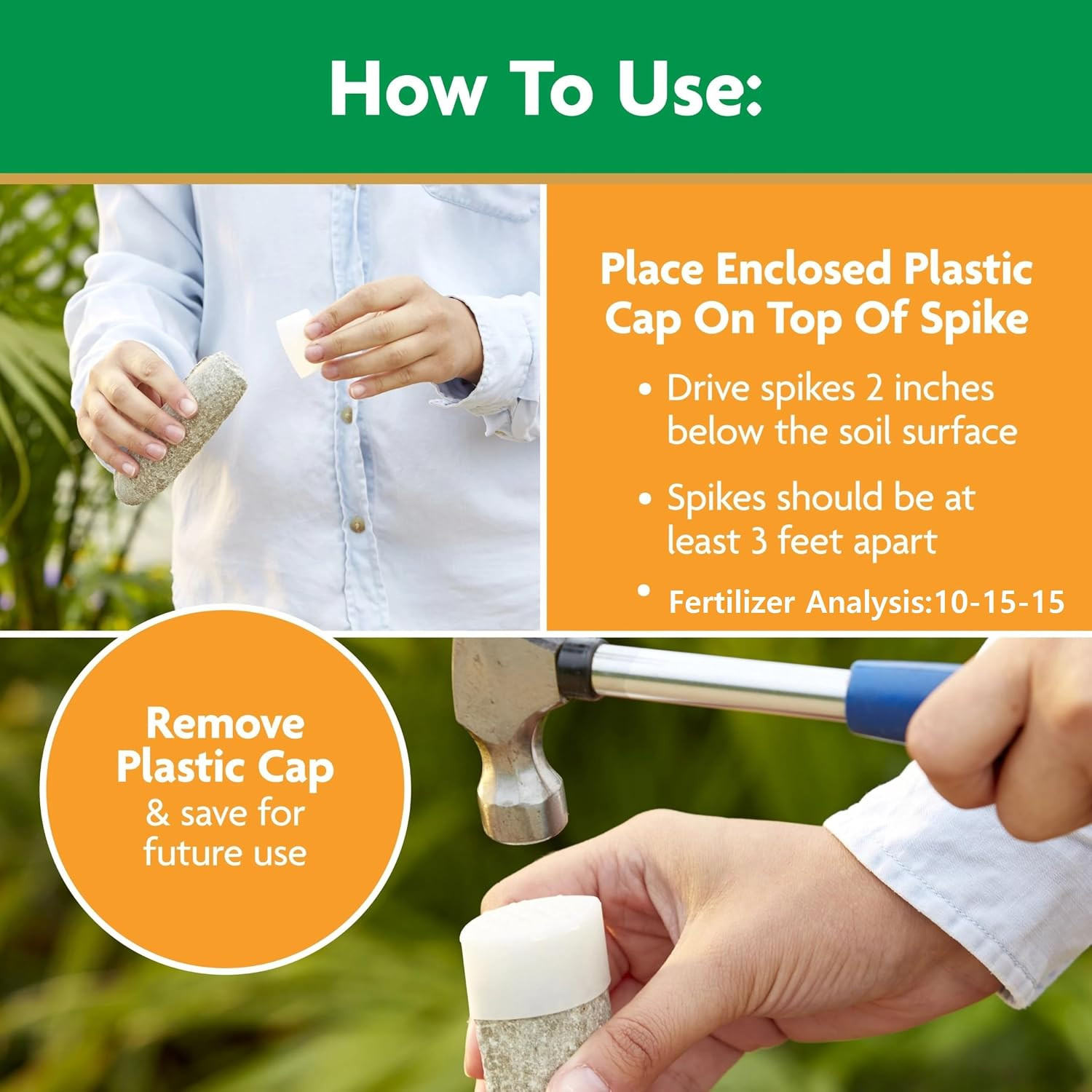 Miracle-Gro Fruit & Citrus Plant Food Spikes – 10-15-15 NPK Easy-To-Use Nutri…