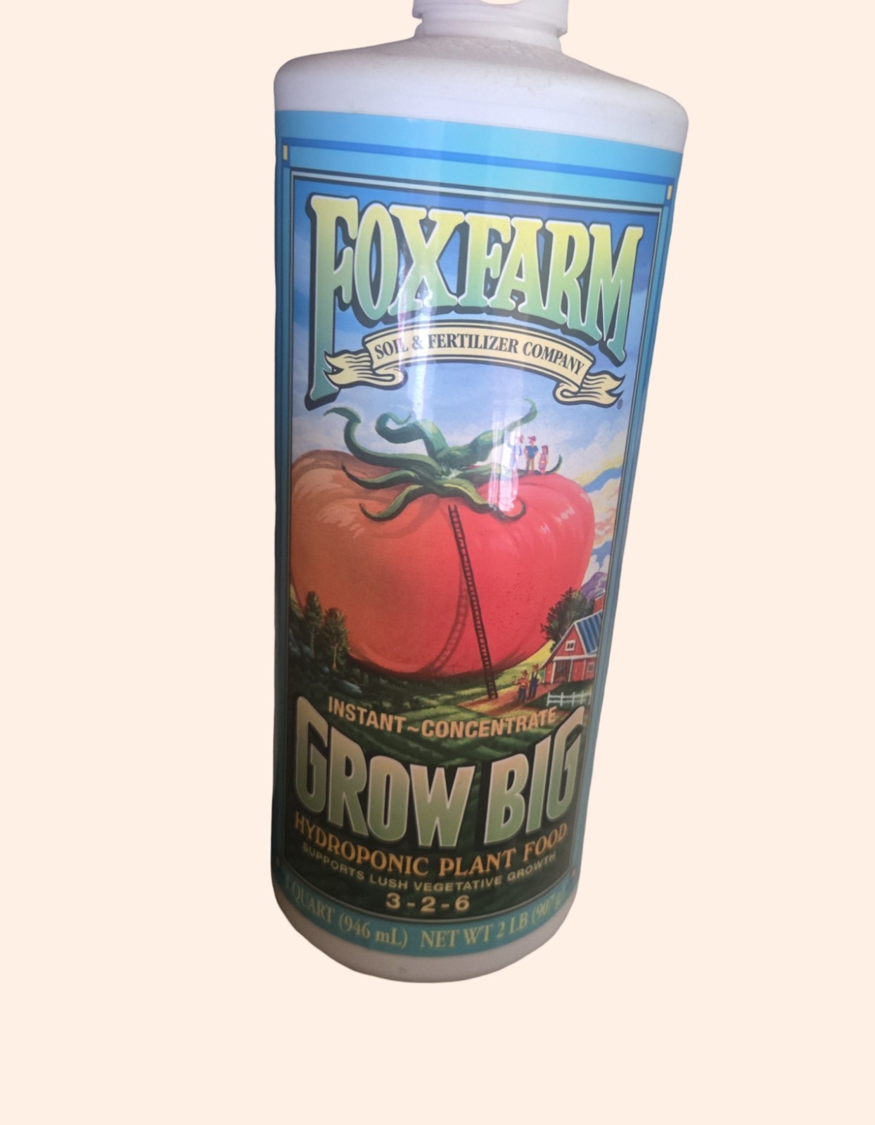 Fox Farm Grow Big Hydroponic – 1 Quart 3-2-6 Liquid Plant Food Supports Lush Veg