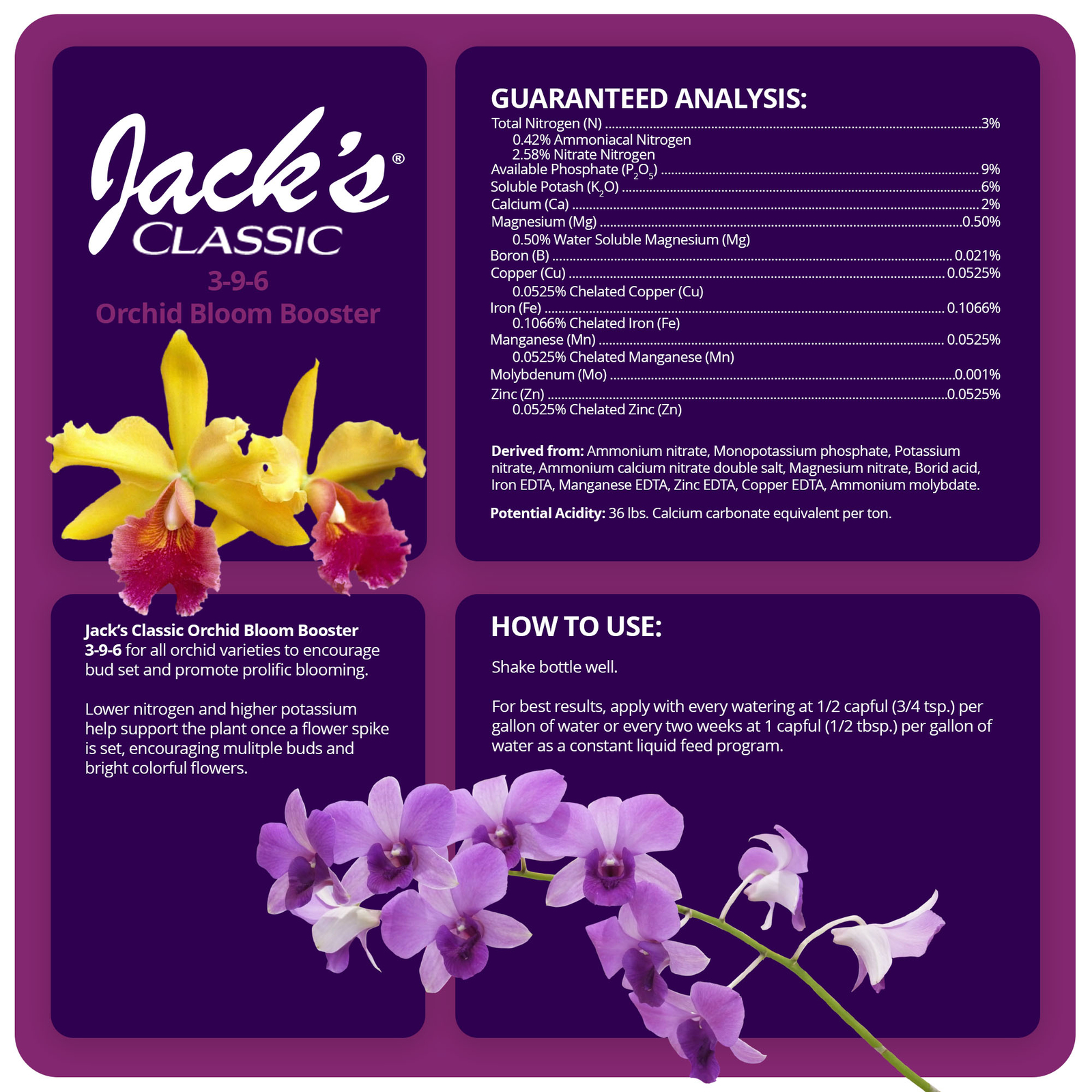 Jack’s Classic 3-9-6 Orchid Bloom Booster Fertilizer Concentrate, 8 fl. oz.