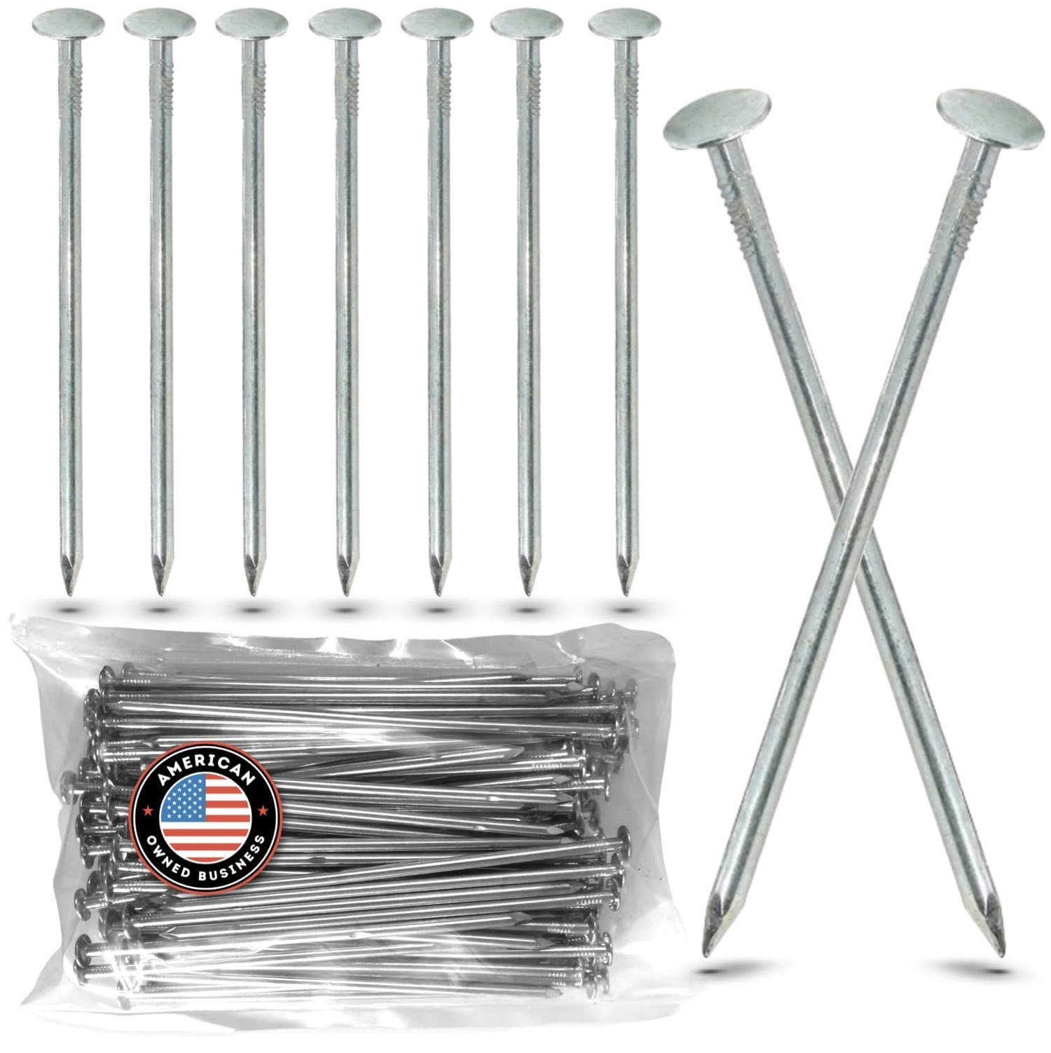 USA Made (150 Pack) Synthetic Grass Landscape, 5.5″ Turf Nails/Stakes, 5 lbs …