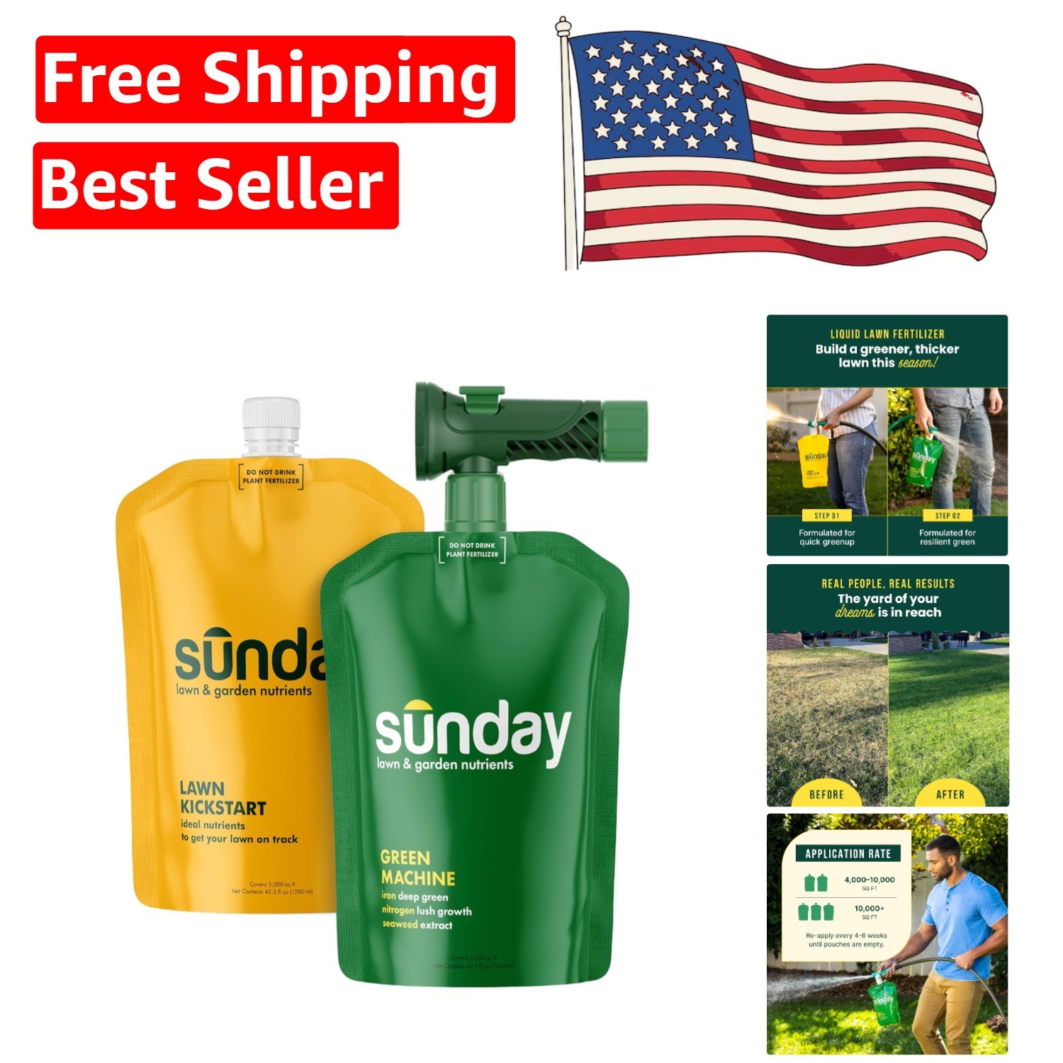 Liquid Lawn Fertilizer Combo for Vibrant Growth – Pack of 2, Covers 10,000 Sq Ft