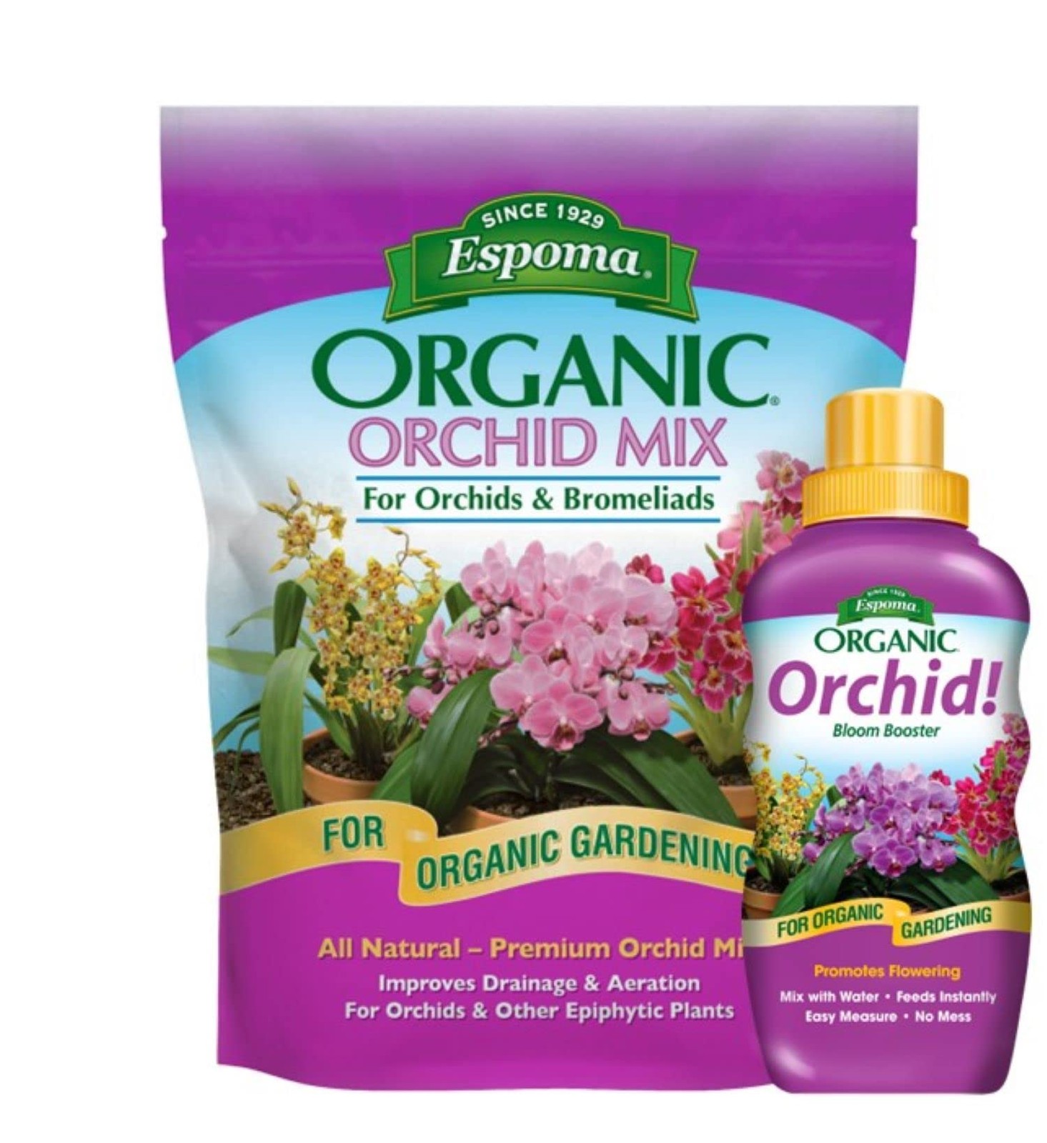 Organic Orchid Soil Mix 4qt & Liquid Plant Food 8oz Combo for All Orchids