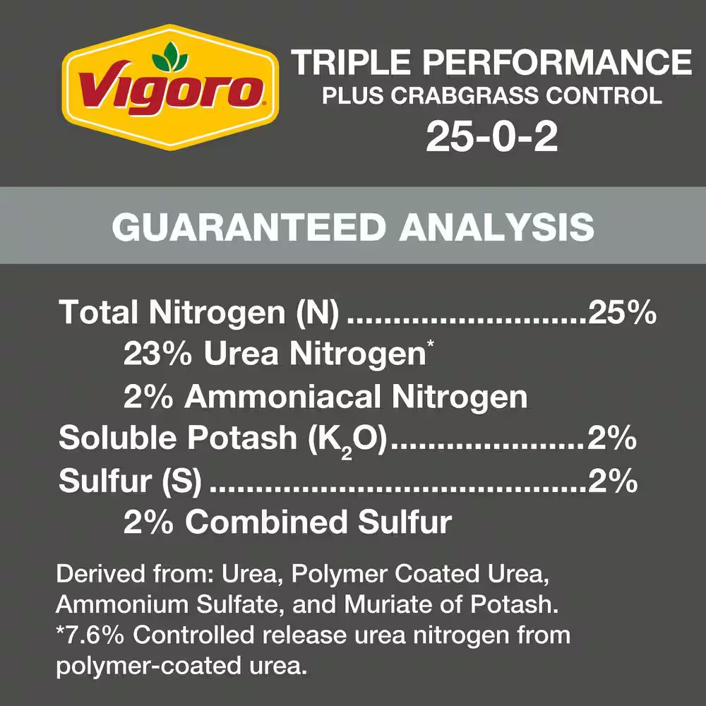 Triple Performance 25-0-2 Lawn Fertilizer with Crabgrass Control 14.4 Lb. 4M