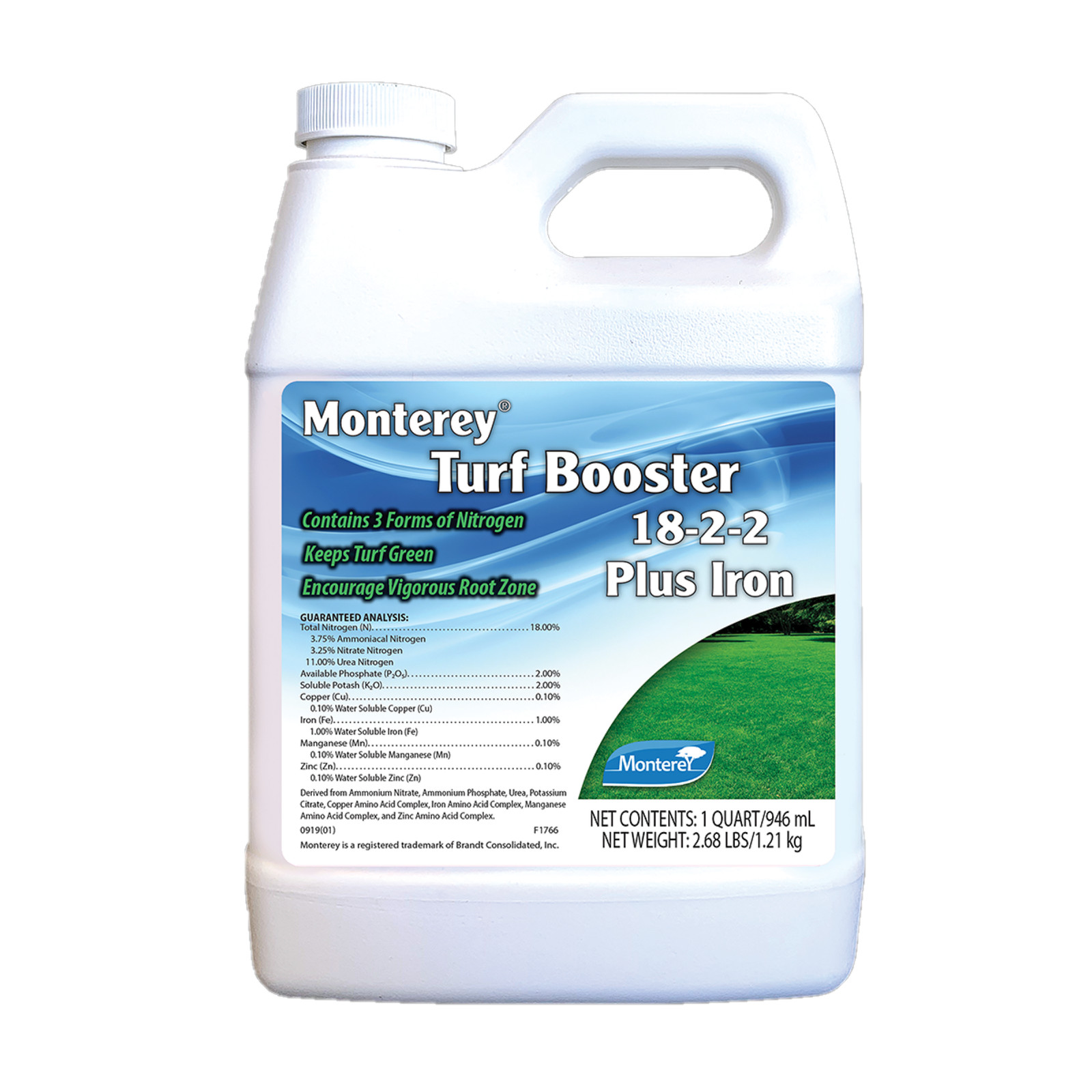 Monterey Turf Booster Fertilizer, 18-2-2 + 1% Iron, 32 Ounces