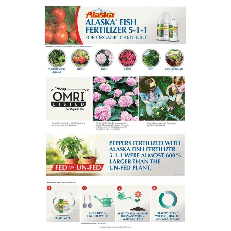 Organic Fish Emulsion Fertilizer 5-1-1 Plant Food Flowers Vegetables 1 Gal New