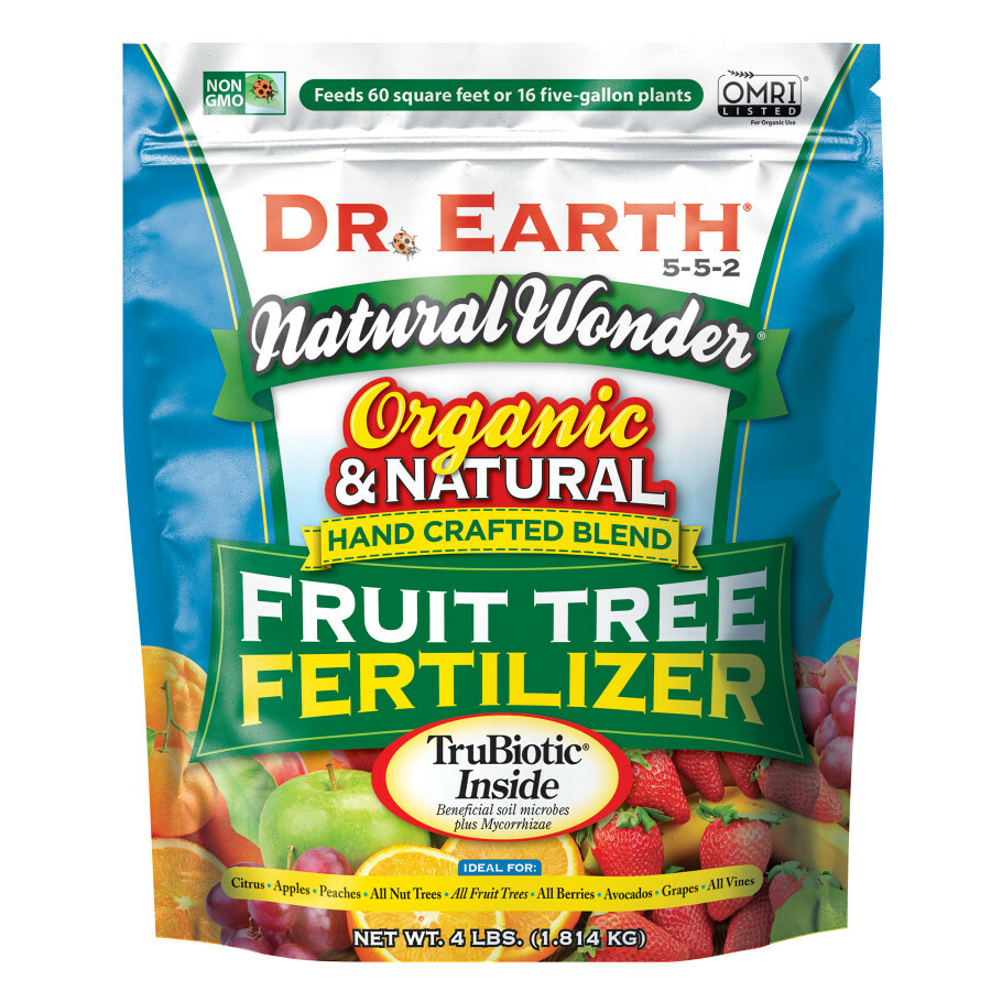 DR. EARTH NATURAL WONDER PREMIUM FRUIT TREE FERTILIZER 5-5-2, 4lb