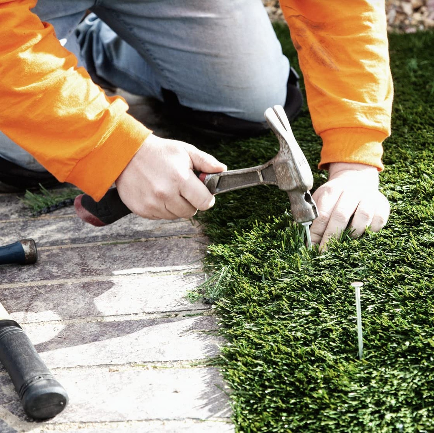 USA Made (150 Pack) Synthetic Grass Landscape, 5.5″ Turf Nails/Stakes, 5 lbs …