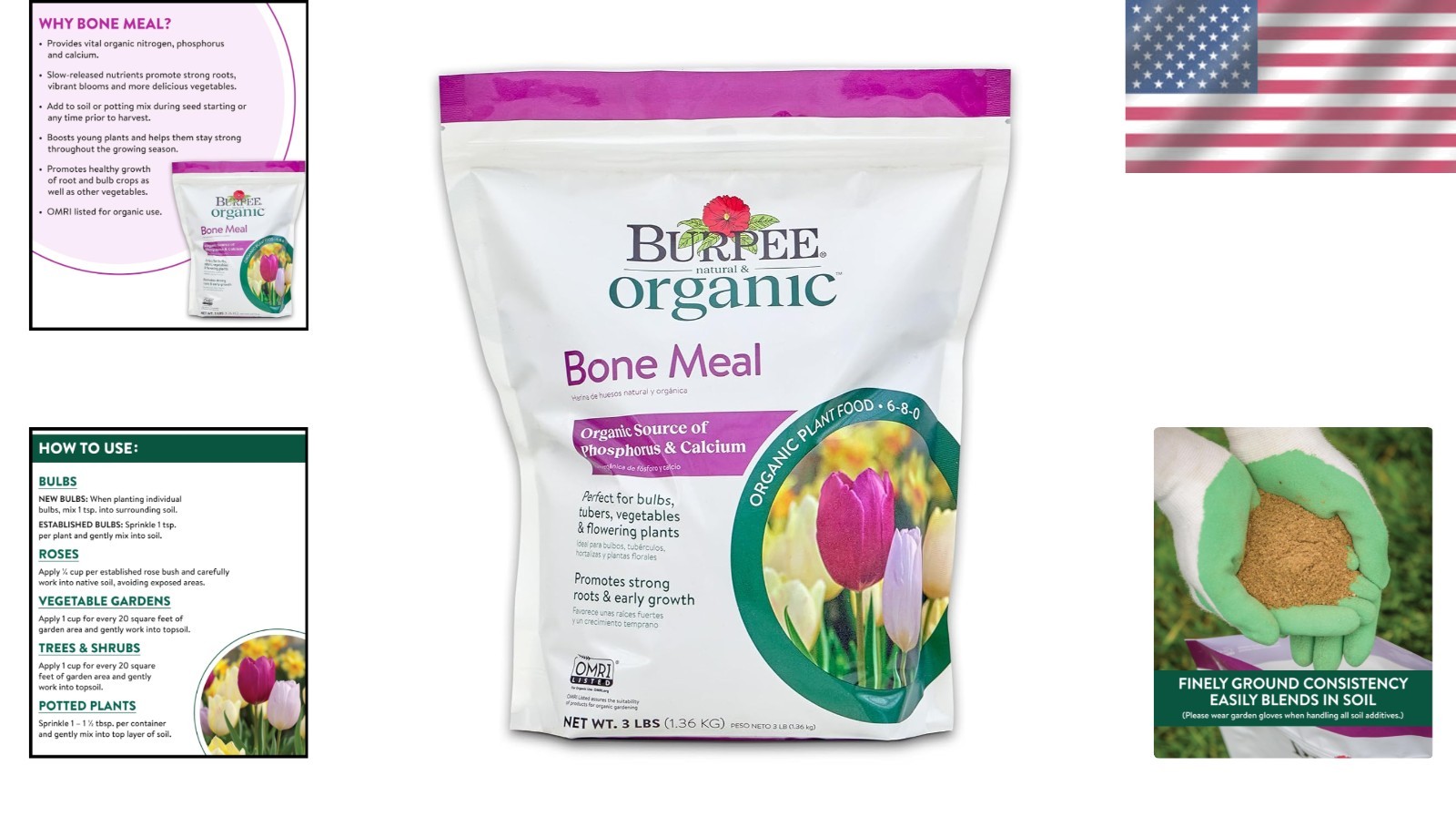 Natural Bone Meal Fertilizer 3 lb Bag – Promotes Root Health for Organic Gardens
