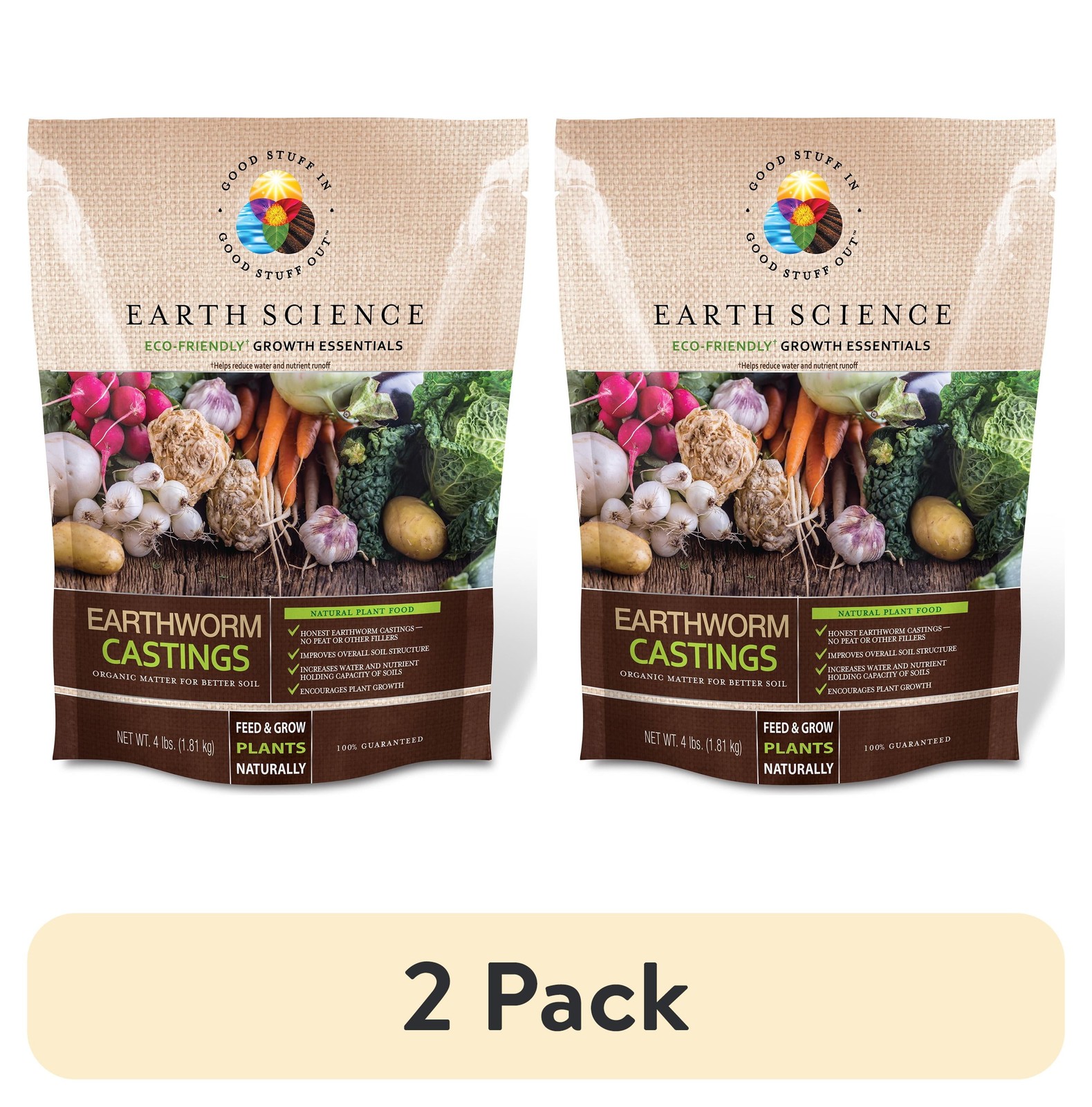 (2 pack) Science Organic Earthworm Castings, 4 lb,Improves Soil Health, Promotes