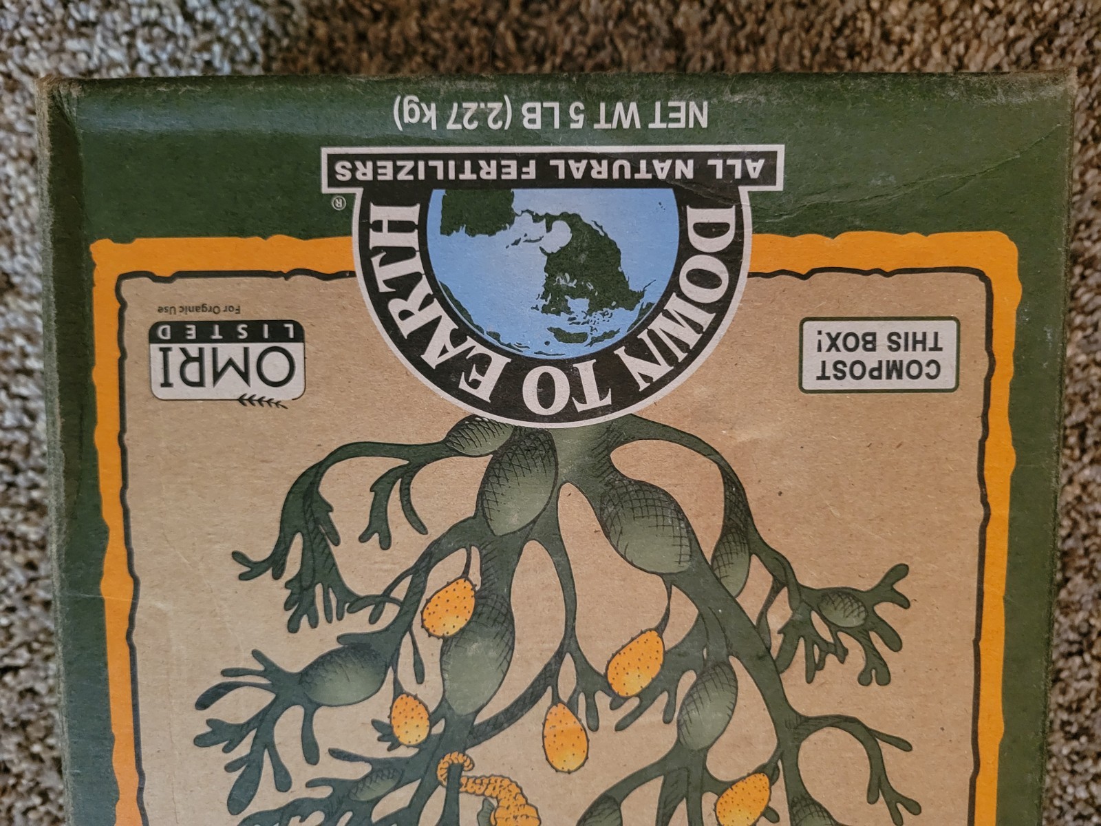 Down To Earth Kelp Meal Fertilizer OMRI Listed 1-0.1-2 for Veggies 5 lb