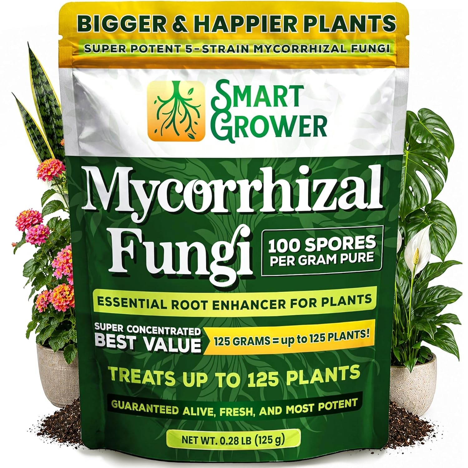 Mycorrhizal Fungi Root Enhancer 5-Strain Blend 125G, Treats 125 Plants | 100 …
