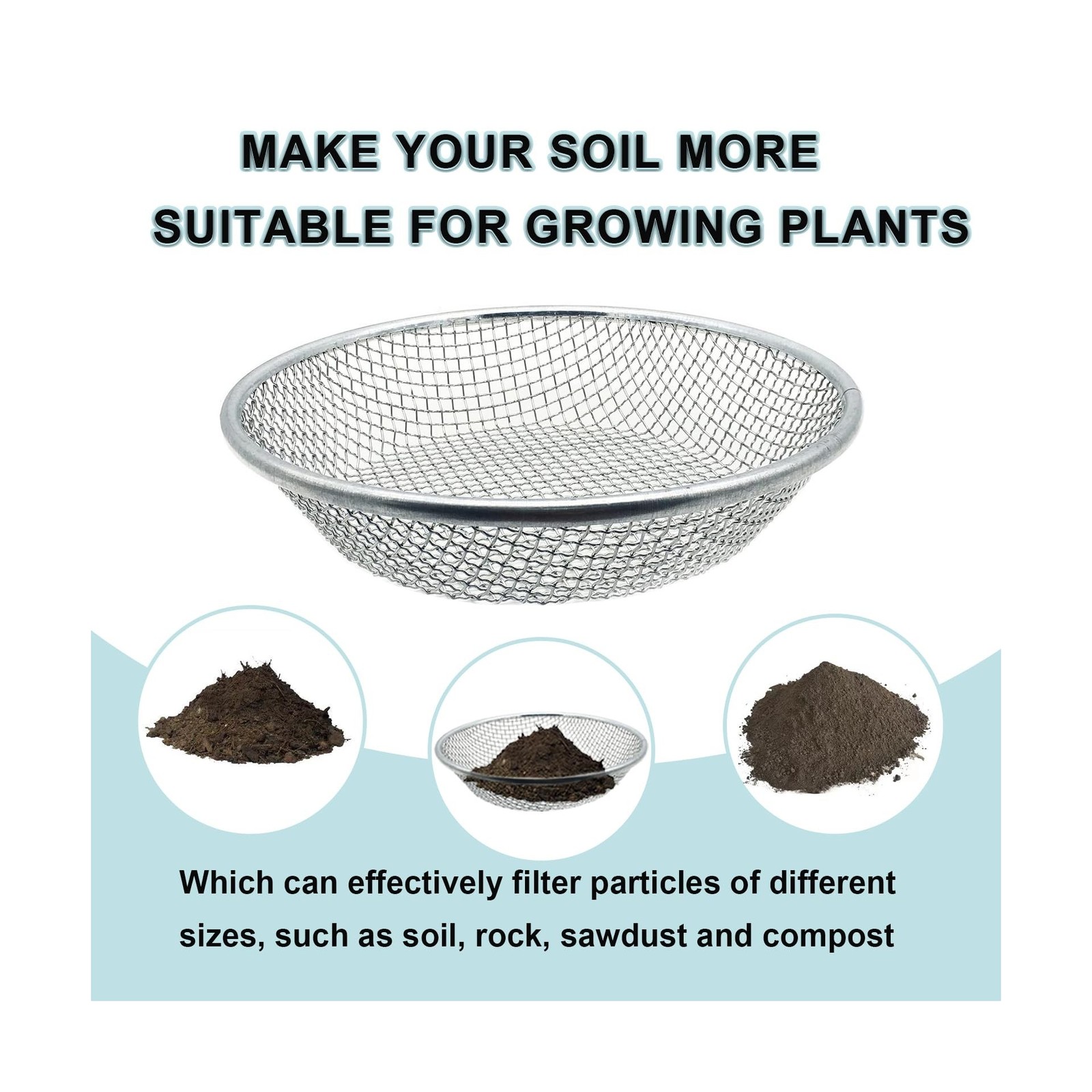 3PCS Soil Sifter for Gardening, Rock Sifter for 5 Gallon Bucket,Compost Sifte…