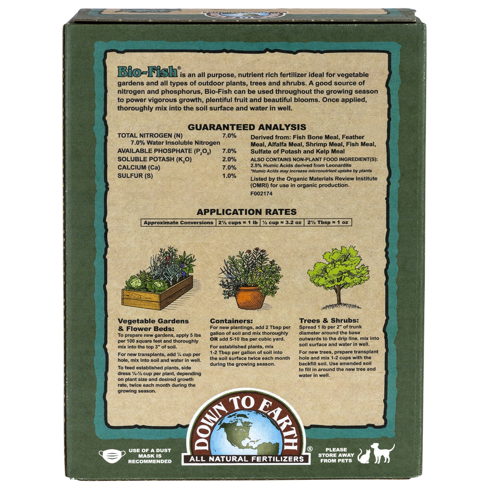 Down to Earth (#DTE07842) Organic Bio-Fish Fertilizer Mix 7-7-2, 5 lb