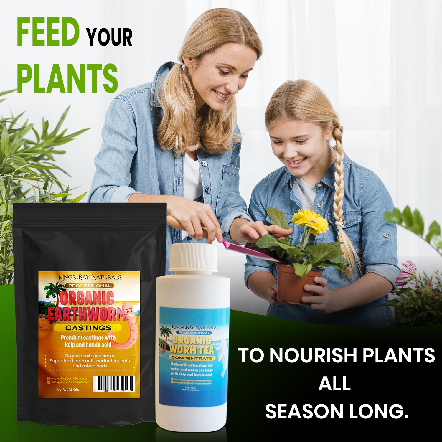 100% Organic Worm Castings & Tea Bundle! Kings Bay Naturals fast free Shipping!