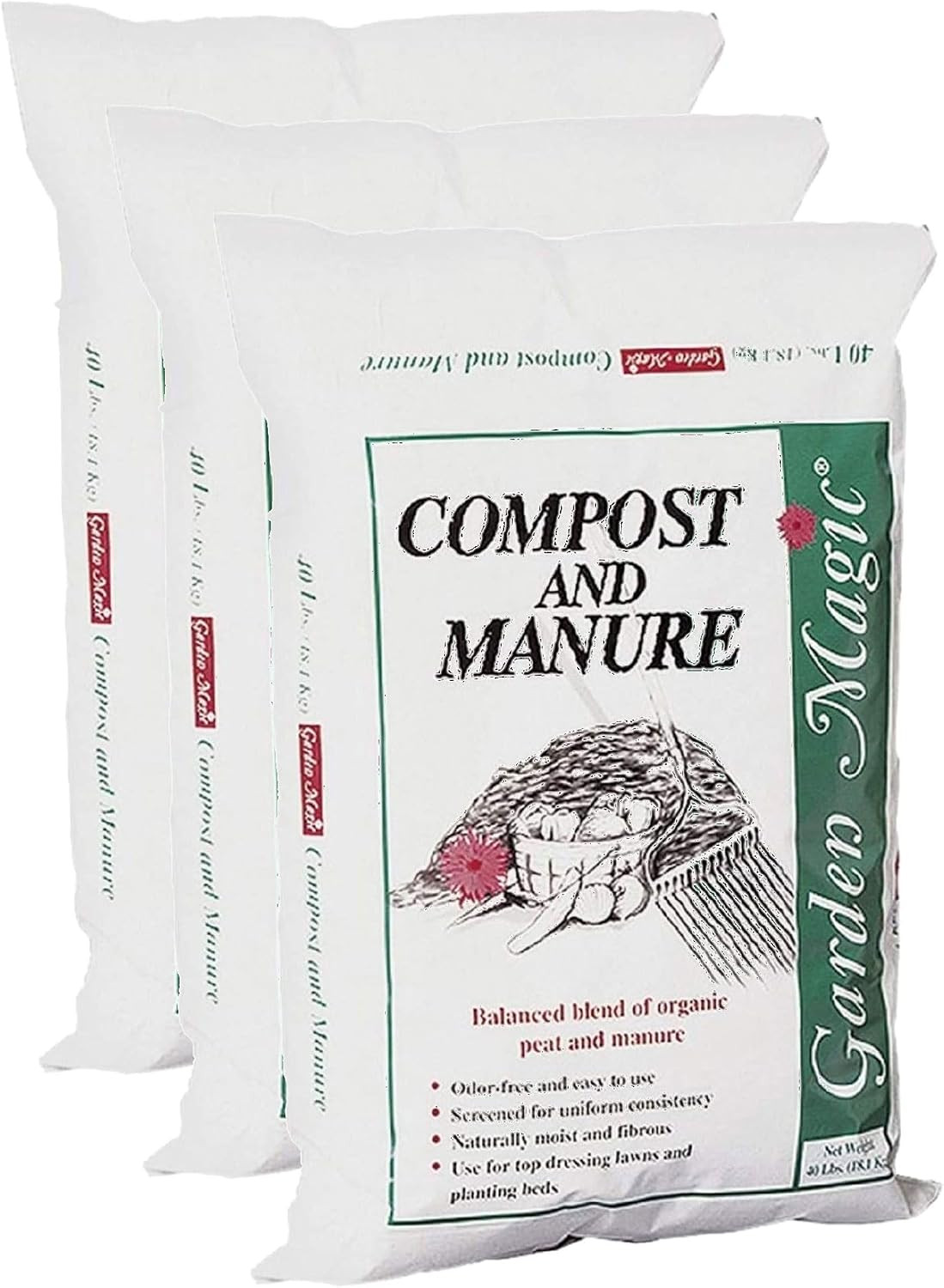 Michigan Peat 40 Pound Compost and Manure with Odor Free Blend and Naturally Mo