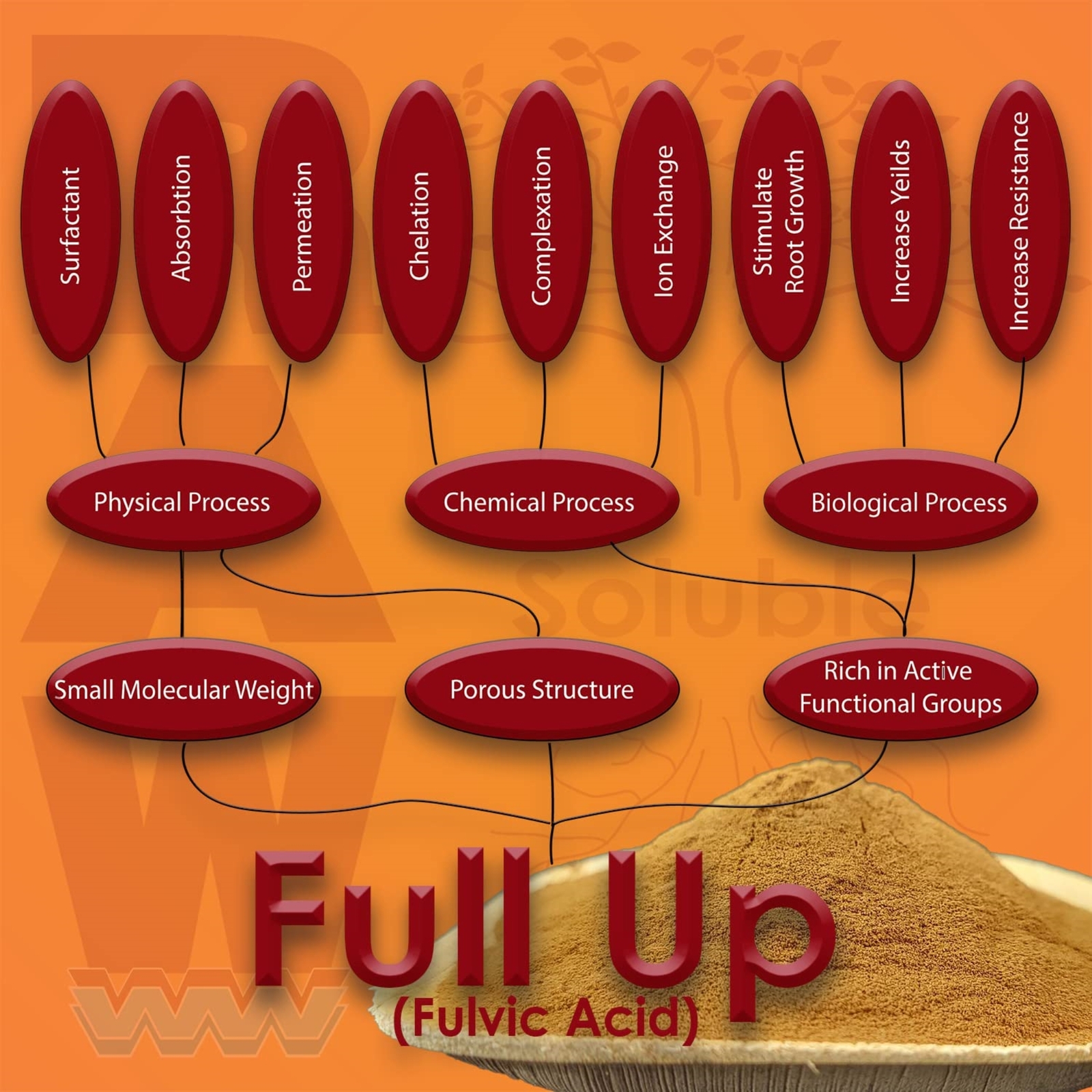 RAW Full Up Flowable Water-Soluble Premium Fulvic Acid Fertilizer, 8oz