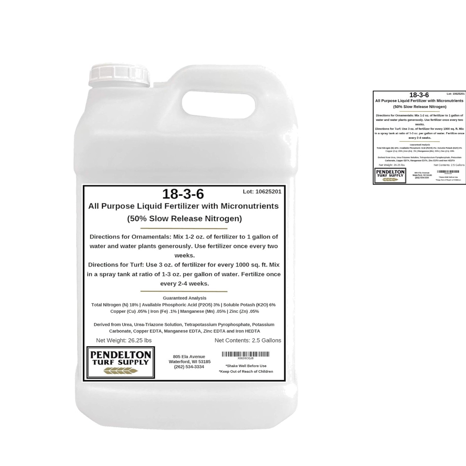 2.5 Gallon 18-3-6 Liquid Fertilizer: Slow-Release Nitrogen & Micronutrient Boost