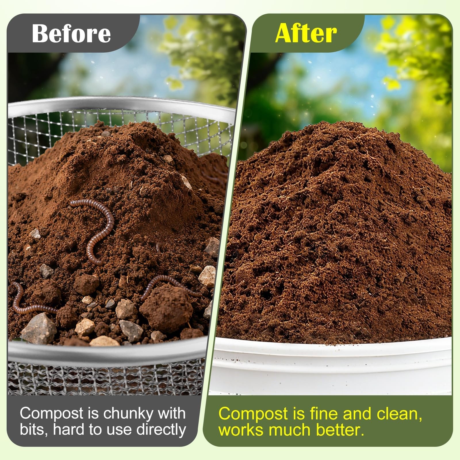 2PCS 1/4 Inch Mesh Soil Sifter for Gardening,Compost Sifter for 5 Gallon Buck…
