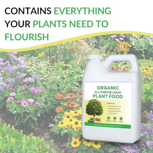 Organic All-Purpose Liquid Fertilizer for Outdoor Plants – 32oz Concentrate, Mix