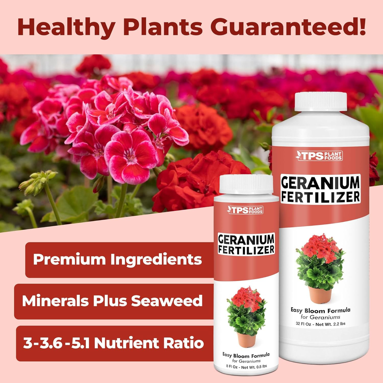 Geranium Fertilizer – Liquid Plant Food for Vibrant Blooms, Stronger Roots & Hea