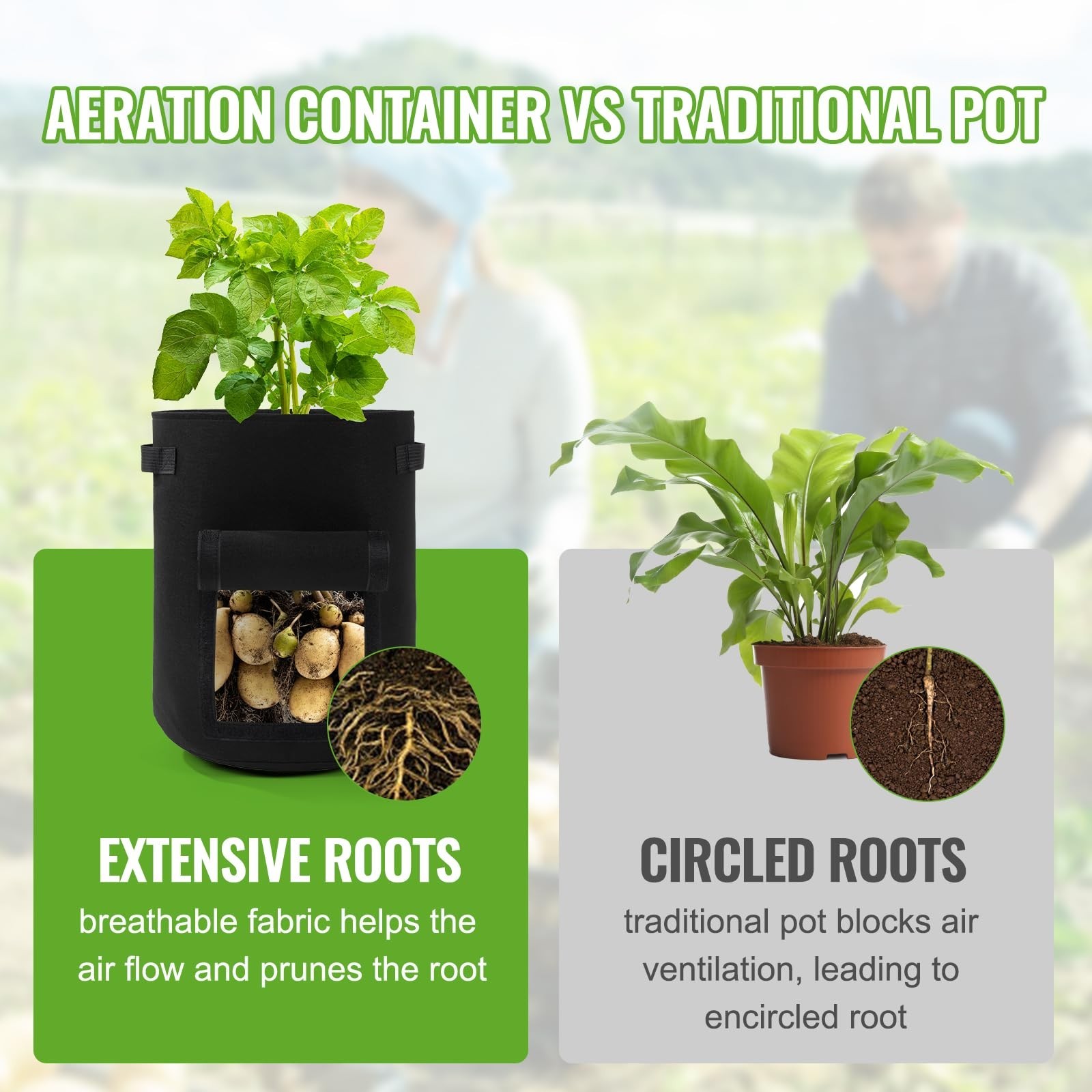 Backyard Expressions 10-Gallon Potato Grow Bags – Set of 4 Fabric Planter