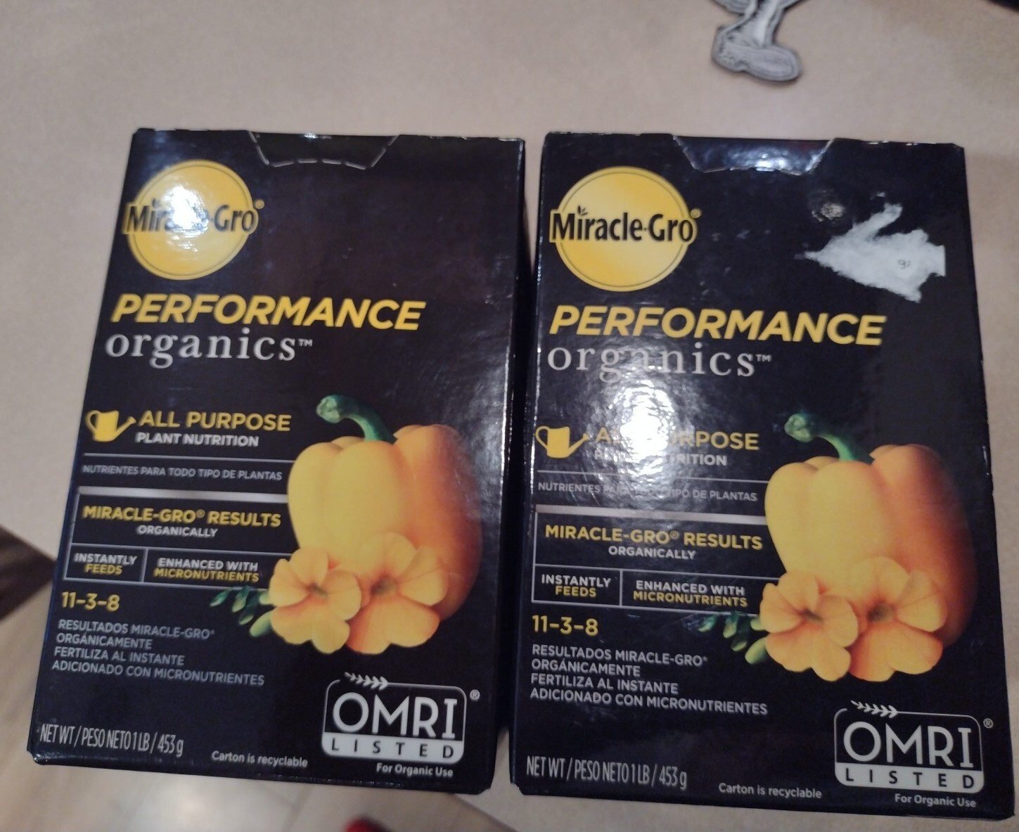 2 Boxes Miracle-Gro Performance Organics All Purpose Plant Food 1 lb Each E1