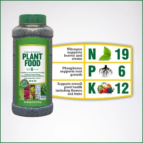 Indoor & Outdoor Plant Food 19-6-12 Fertilizer, Feeds up to 6 Months; 2 lb.