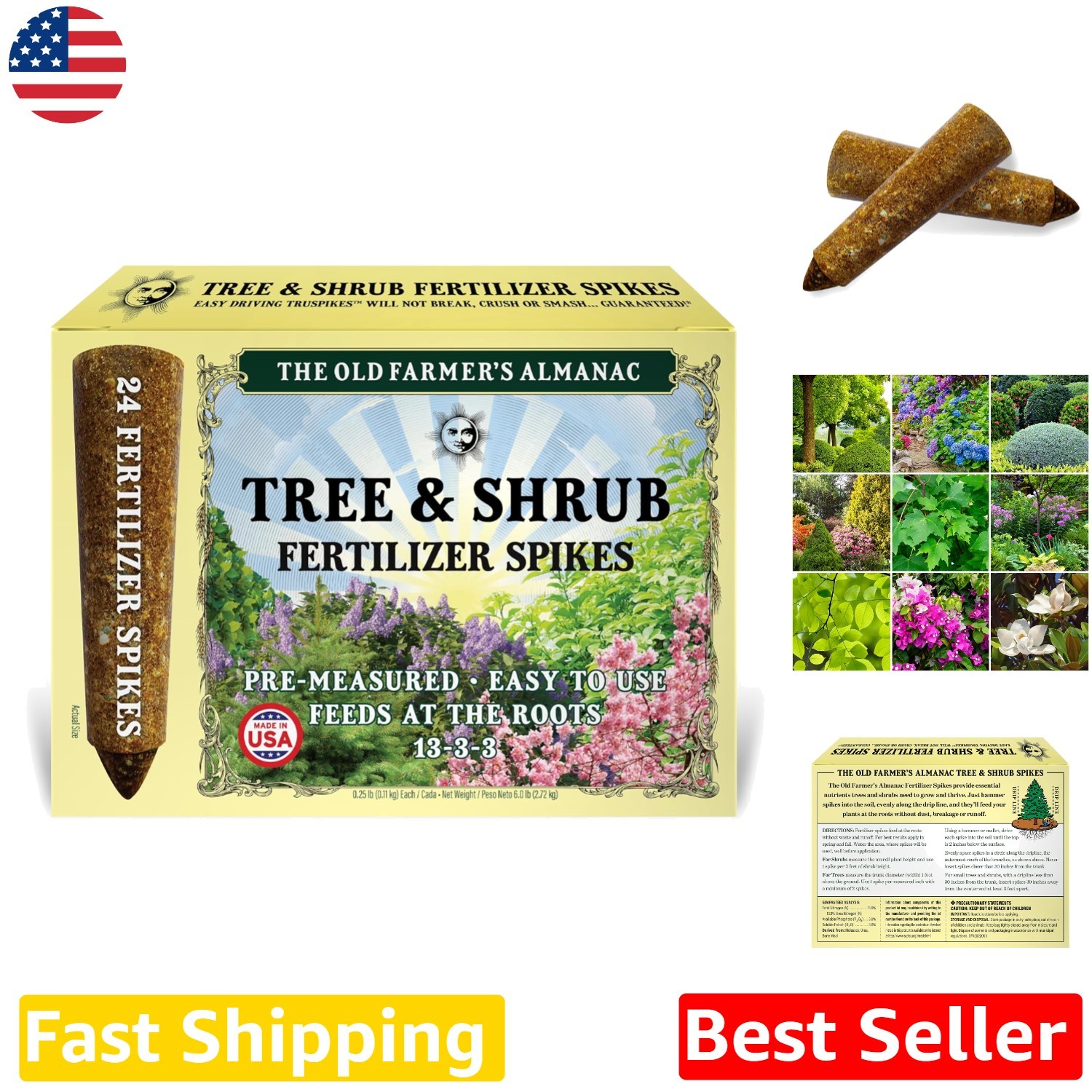 Tree & Shrub Fertilizer Spikes 24ct 6lb Box – Fast Act Long Lasting Nutrition