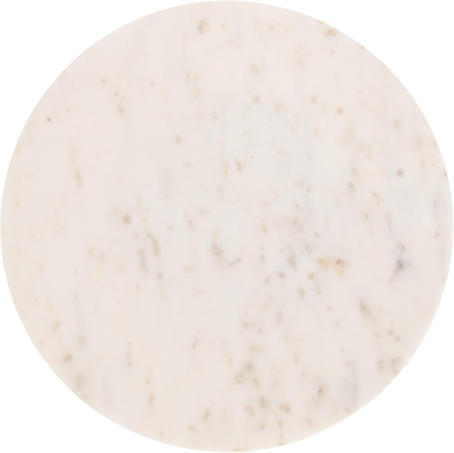 Elegant Round Marble Side Table – 14″ White & Natural Pedestal End Table