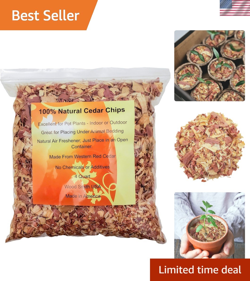 Hand Packed 8 Quart Cedar Shavings – Eco-Friendly Mulch for Indoor & Outdoor Use