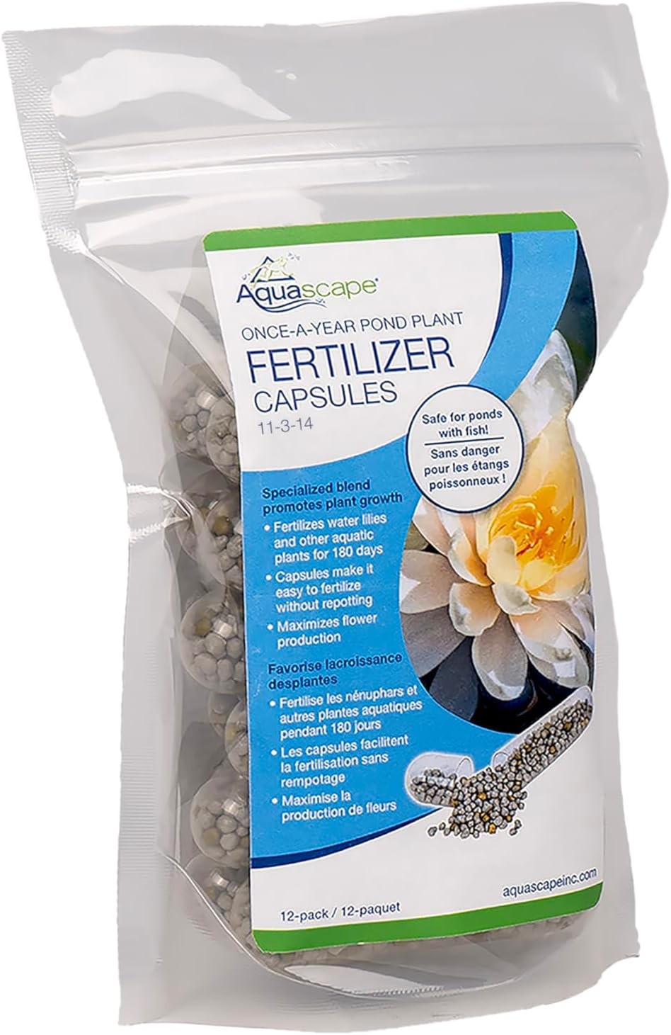 Aquascape Once-A-Year Pond Plant Fertilizer Capsules, 12-Pack, Promotes Aquatic