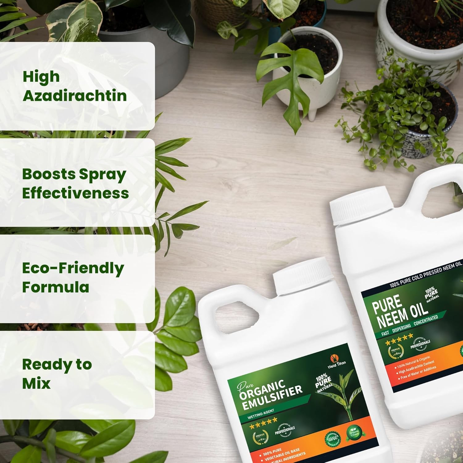 Yield Titan Organic Emulsifier & Neem Oil Combo – 100% Natural Plant Care