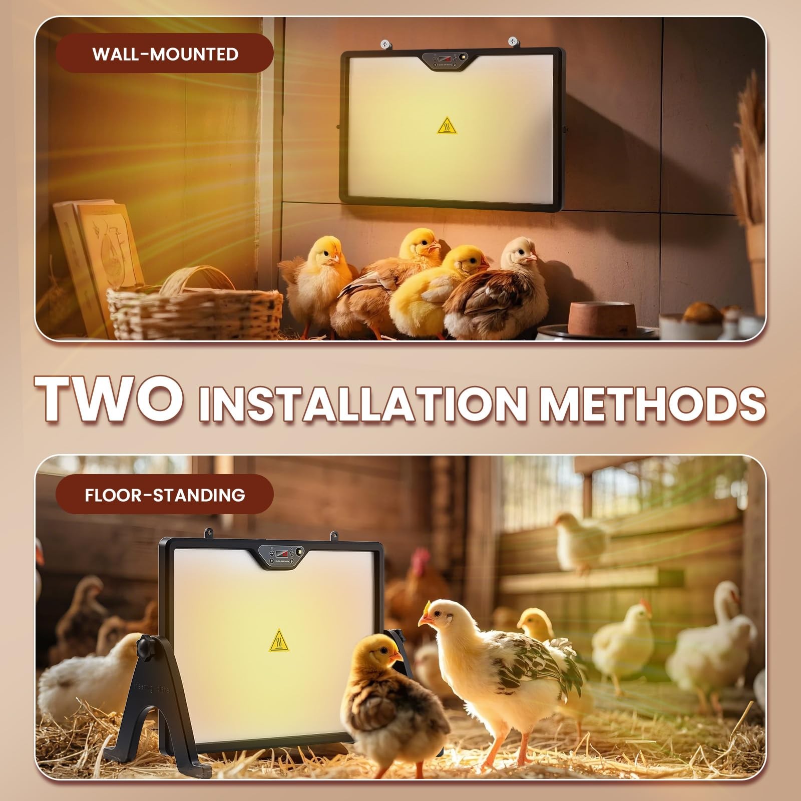 Newtry Chicken Coop Heater For Winter 200W Dual-Sided Heating Remote Control