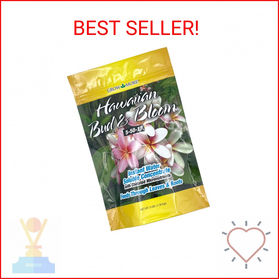 Grow More Urea-Free Hawaiian Bud and Bloom 5-50-17 Fertilizer – 3lbs of Water So