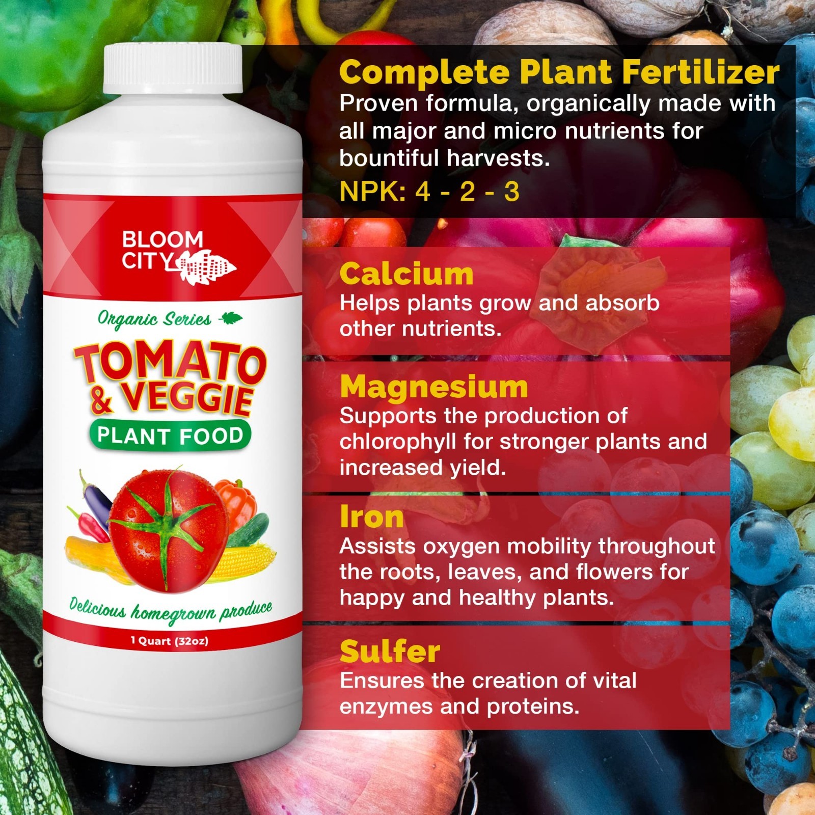 Liquid Fertilizer for Tomatoes & Veggies – Boost Harvests, Strong Roots, 32 oz