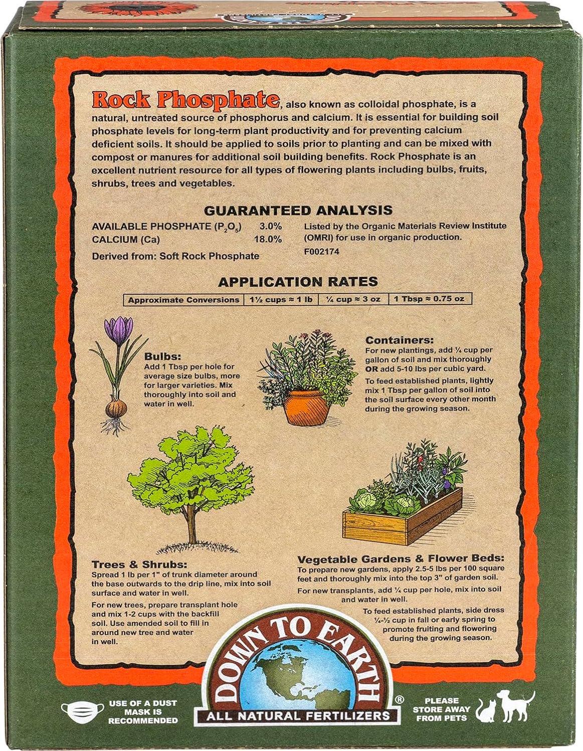 All Natural Fertilizers Organic Rock Phosphate Mix 0-3-0, 5 Lb Premium